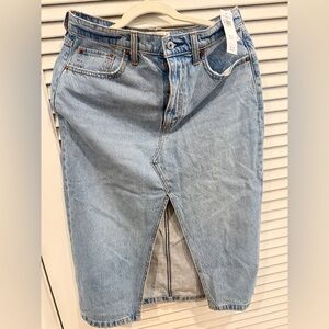Abercrombie & Fitch Petite High Rise Light Blue Denim Skirt